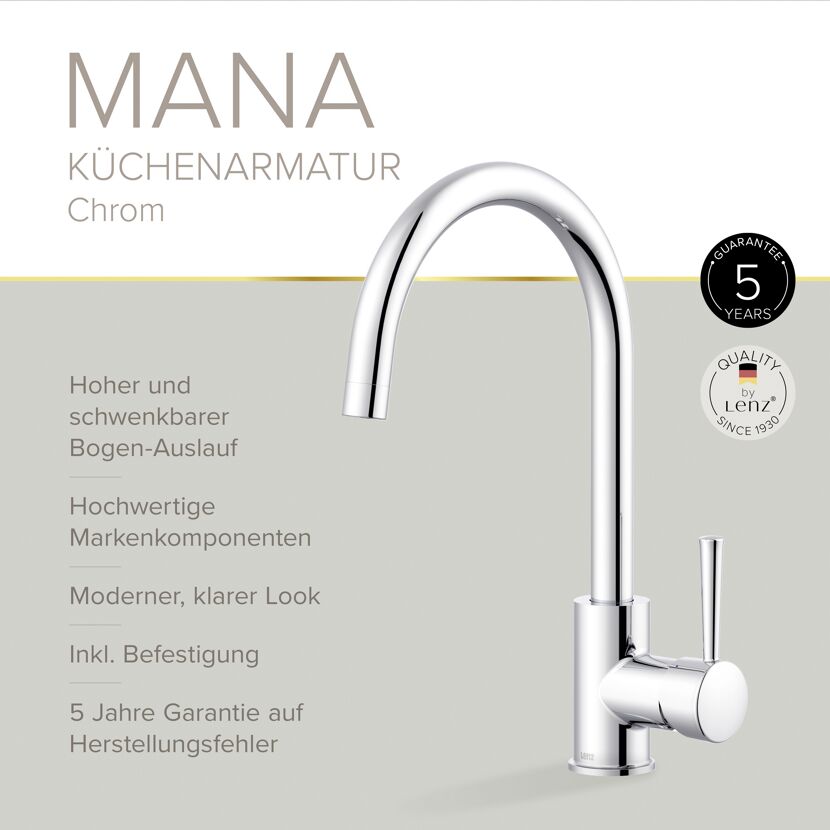 Küchenarmatur 'Mana' chromfarben 37 cm