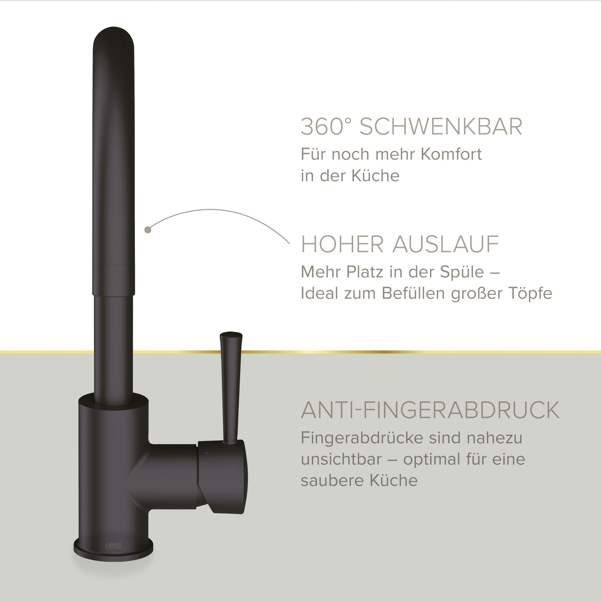 Küchenarmatur 'Mana' matt-schwarz 36,5 cm