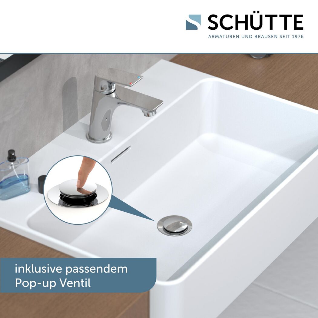 Waschbecken mit Pop-up Ventil.