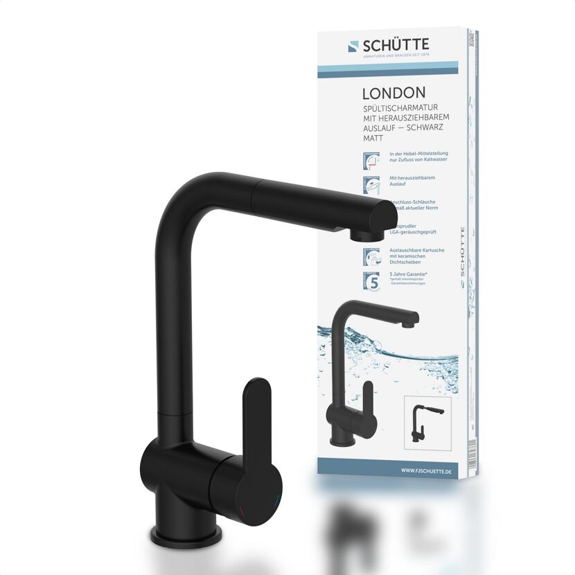 Schwarze Küchenarmatur London von Schütte