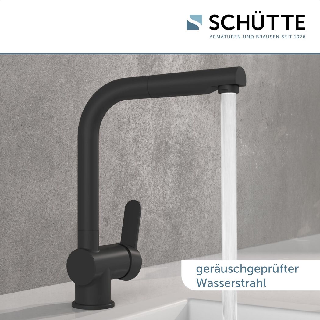 Schwarze Küchenarmatur London SPT mit Wasserstrahl