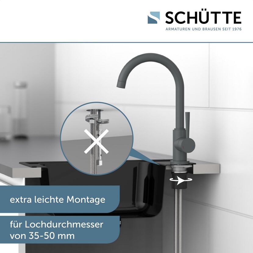 Darstellung zur Montage einer Küchenarmatur