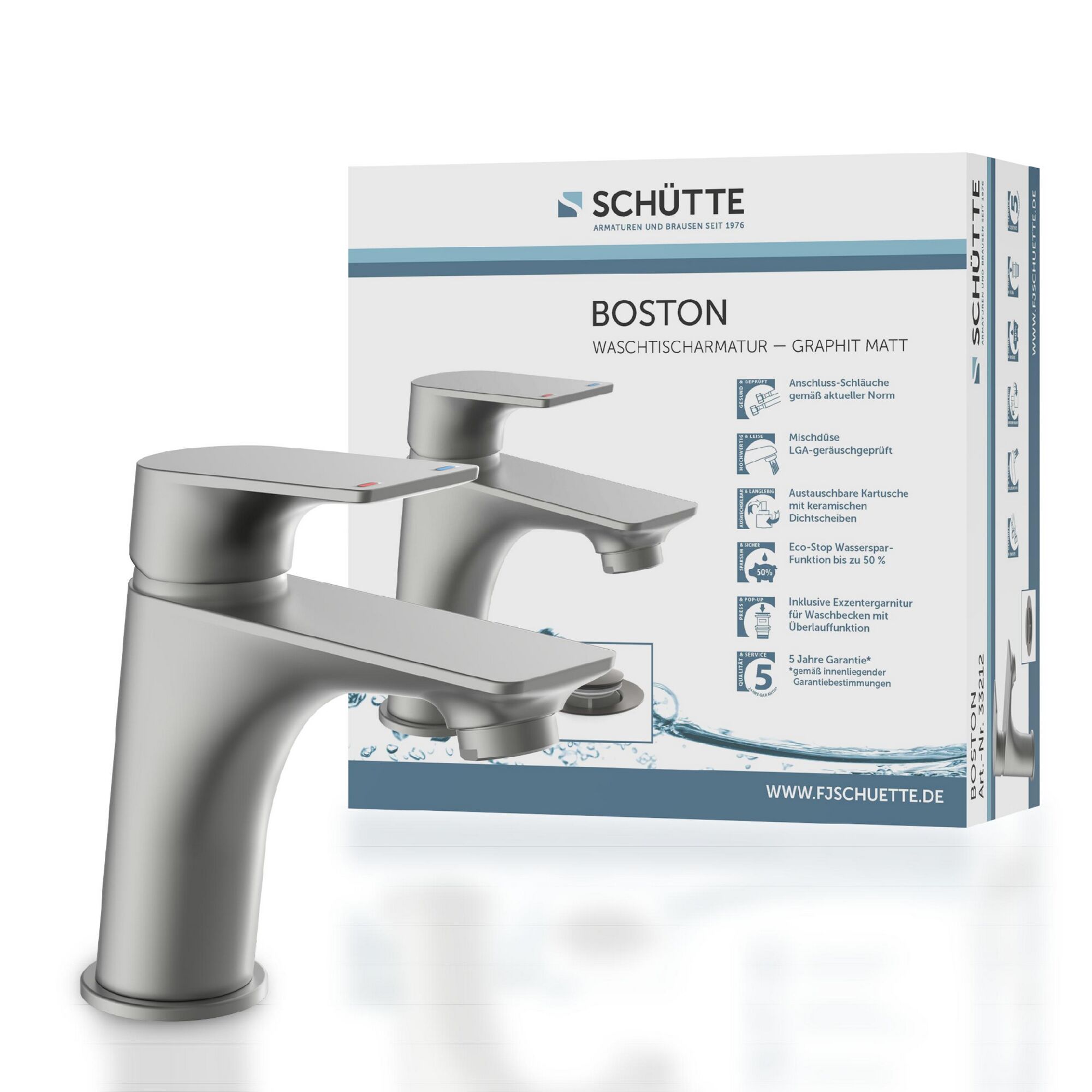 Waschtischarmatur Boston graphit matt von Schütte
