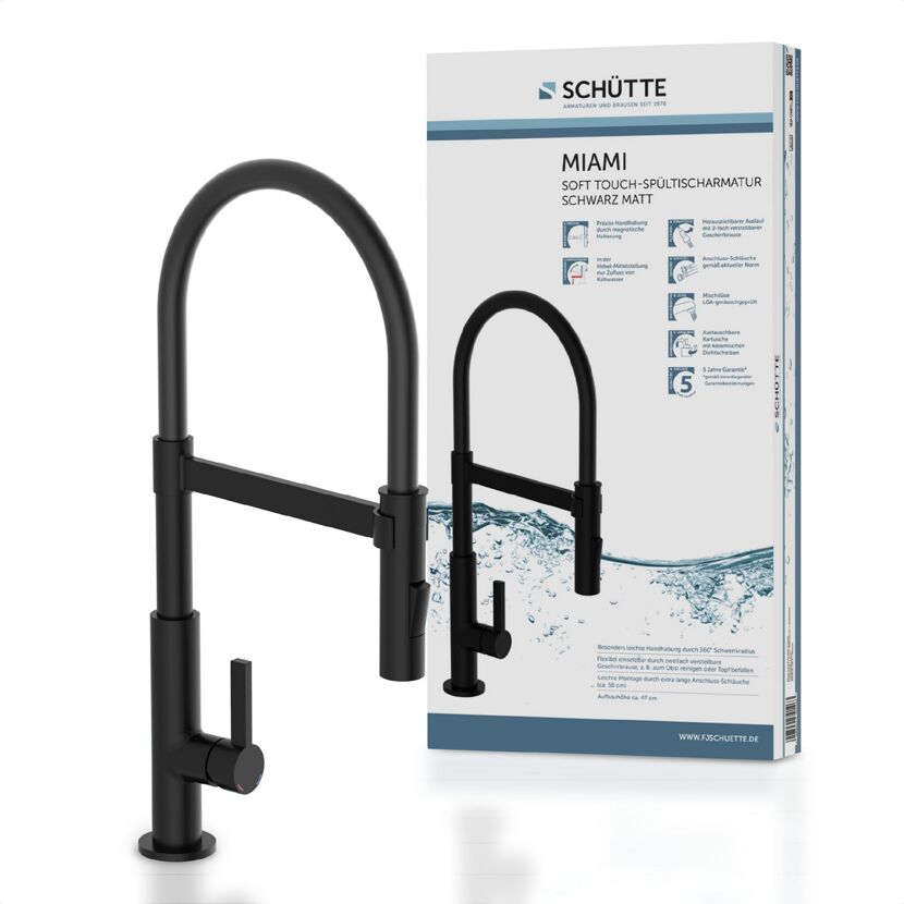 Schwarze Spültischarmatur Miami Soft Touch von Schütte