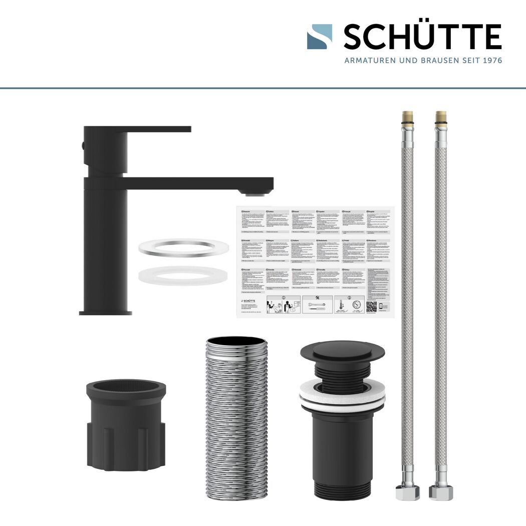 SCHÜTTE Manhattan WT Armatur Schwarz matt mit Einzelteilen