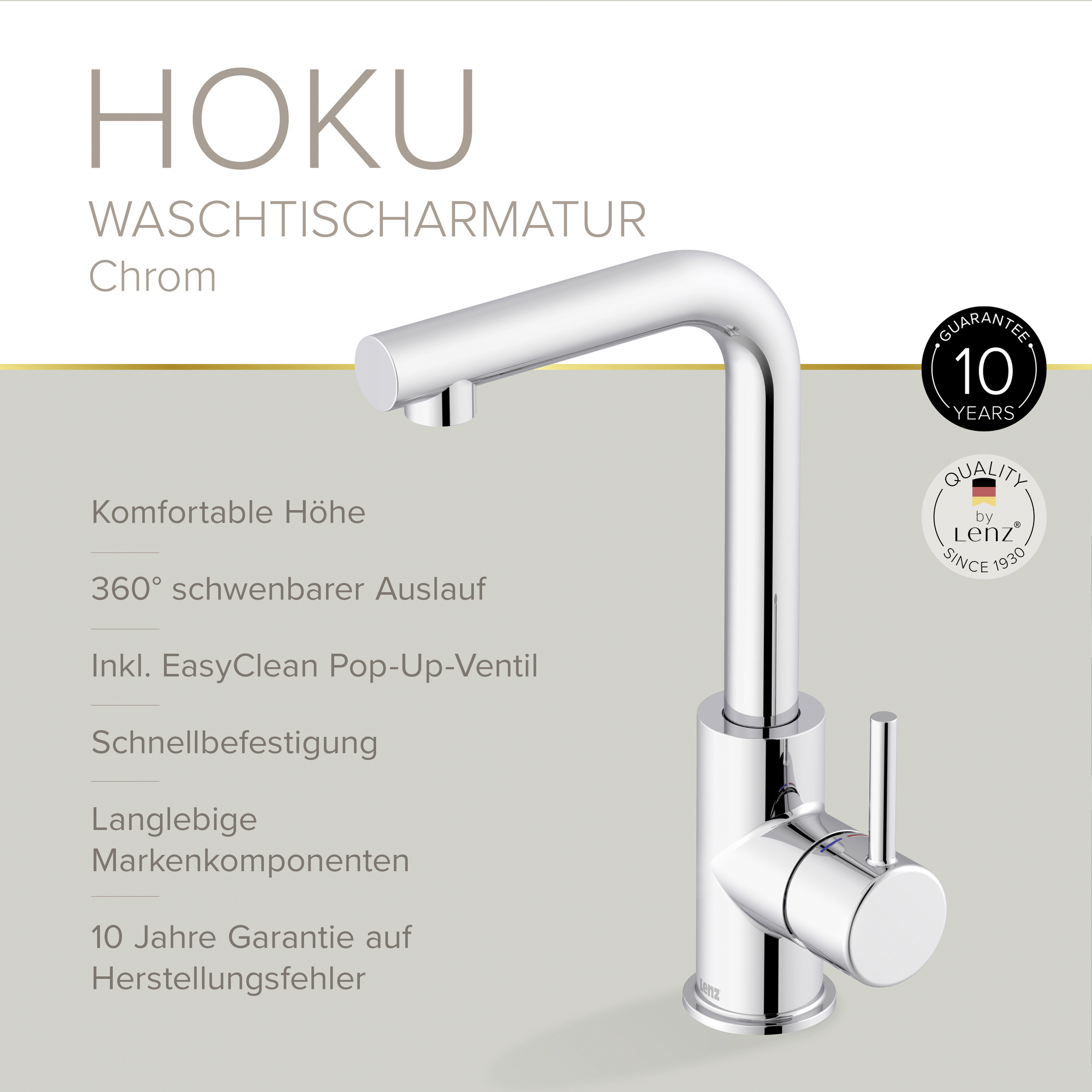 Waschtischarmatur 'Hoku' chromfarben