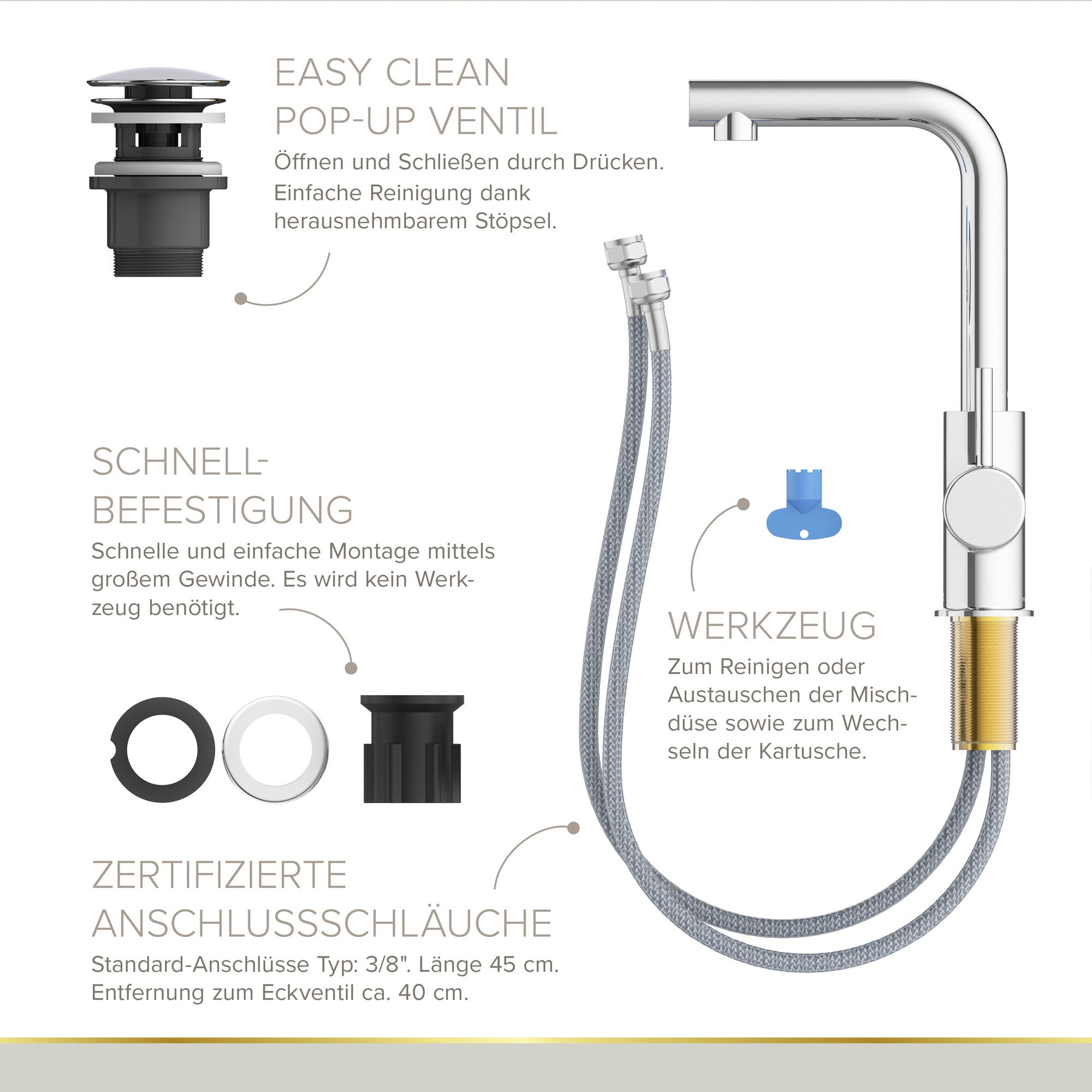 Waschtischarmatur 'Hoku' chromfarben