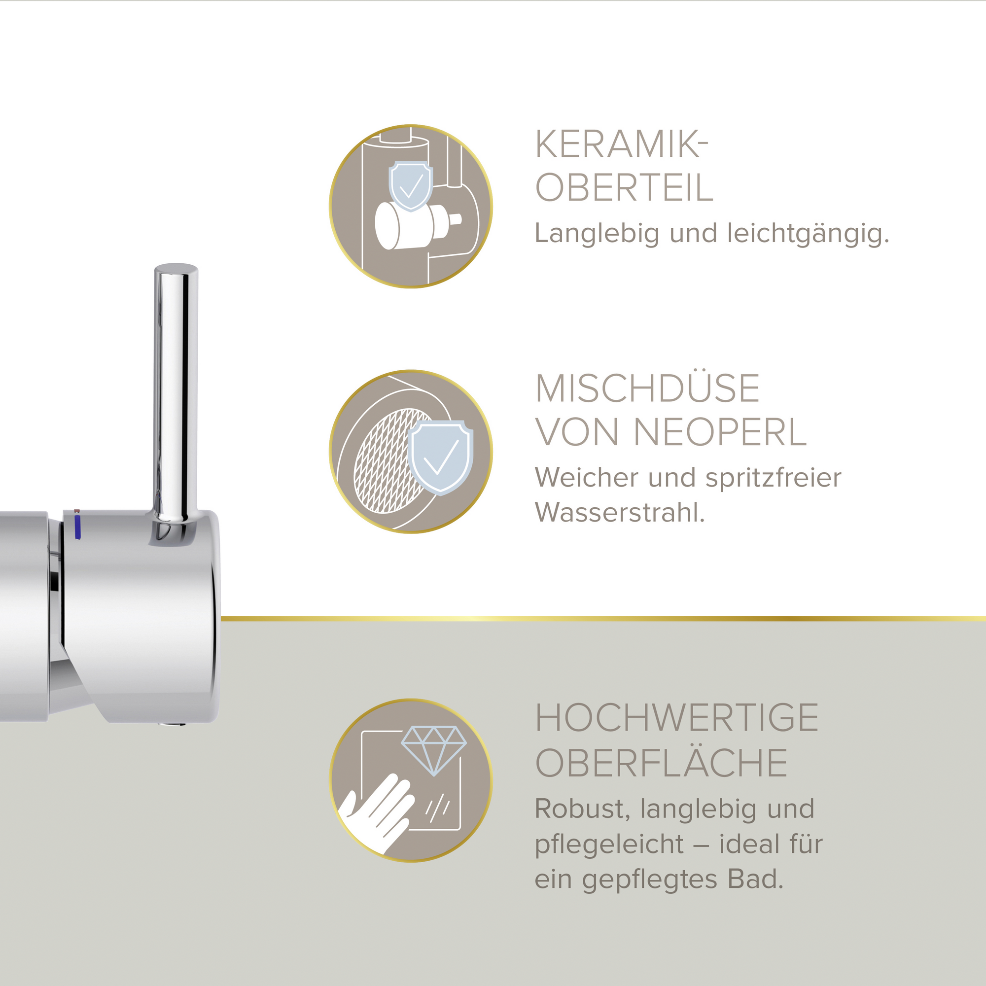 Waschtischarmatur 'Hoku' chromfarben