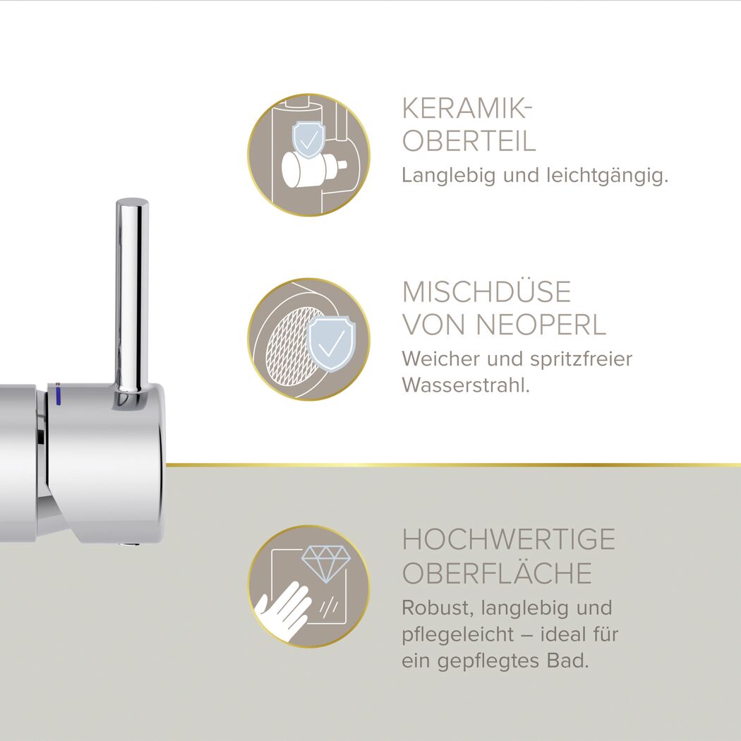Waschtischarmatur 'Hoku' chromfarben