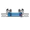 Duschthermostat Precision Feel mit blauem Wasserlauf im Inneren.