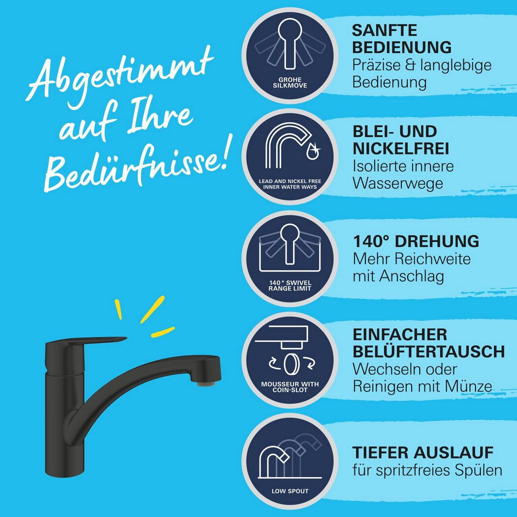 Küchenarmaturt 'Start' mattschwarz