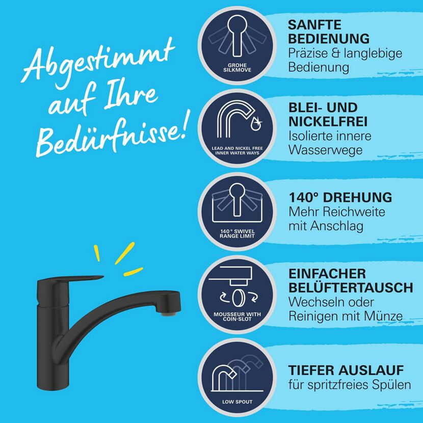 Küchenarmaturt 'Start' mattschwarz