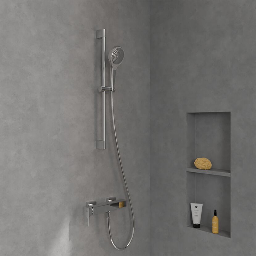 Duschkopf mit Brausestange und Armatur