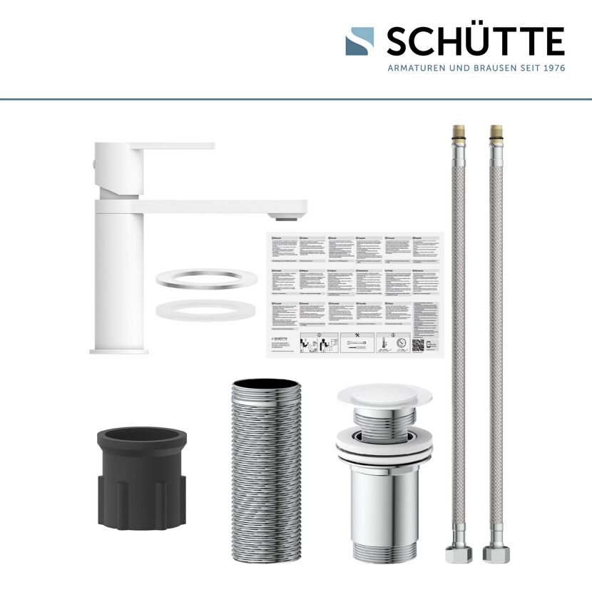 Schütte Manhattan Waschtischarmatur weiss matt mit Zubehör