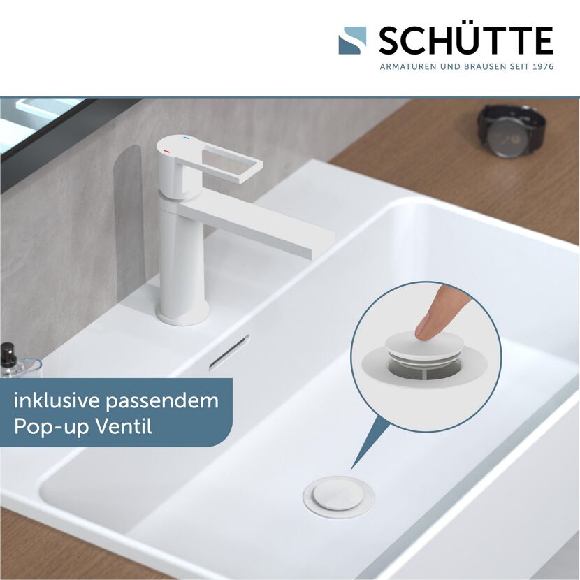 Waschbecken mit Pop-up Ventil.