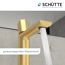 Goldener Waschtischarmatur mit laufendem Wasserstrahl