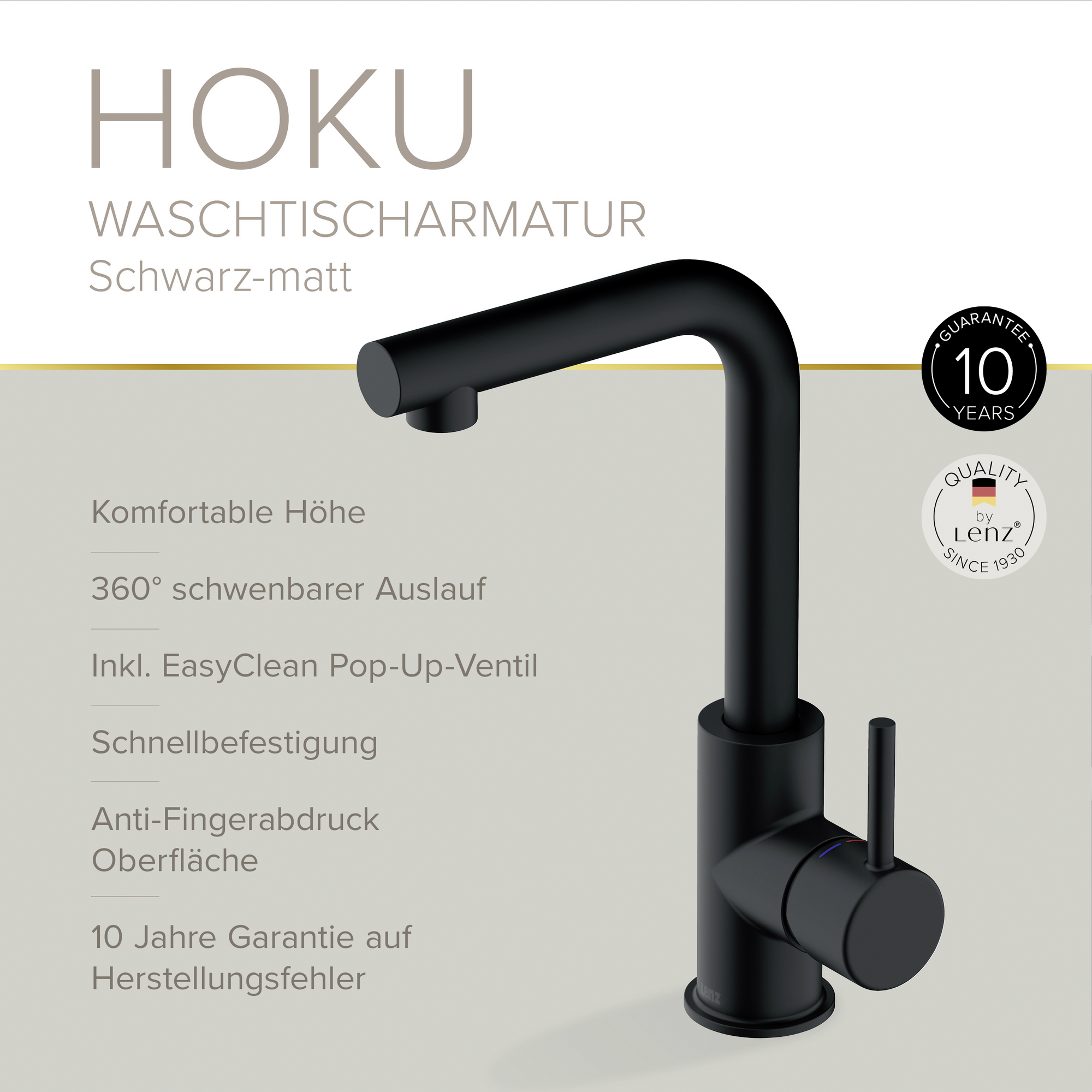Waschtischarmatur 'Hoku' schwarz
