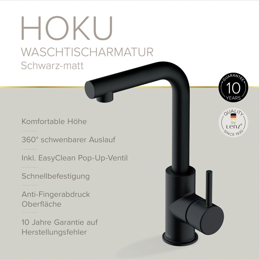 Waschtischarmatur 'Hoku' schwarz