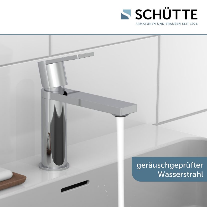 Chromarmatur mit geräuschegeprüftem Wasserstrahl