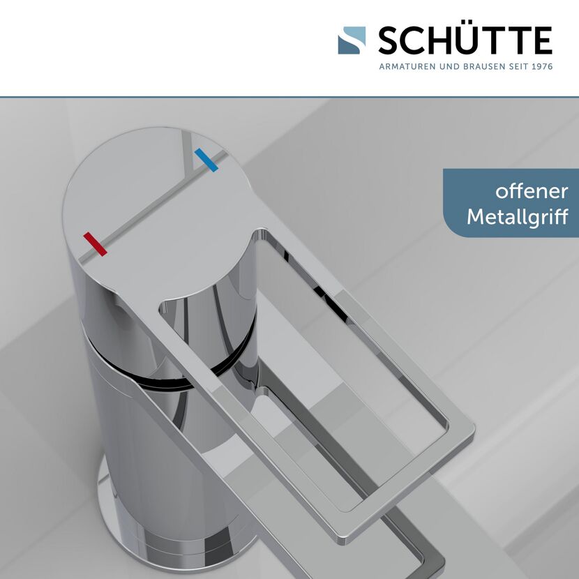 Manhattan Waschtischarmatur, chrom, offener Metallgriff
