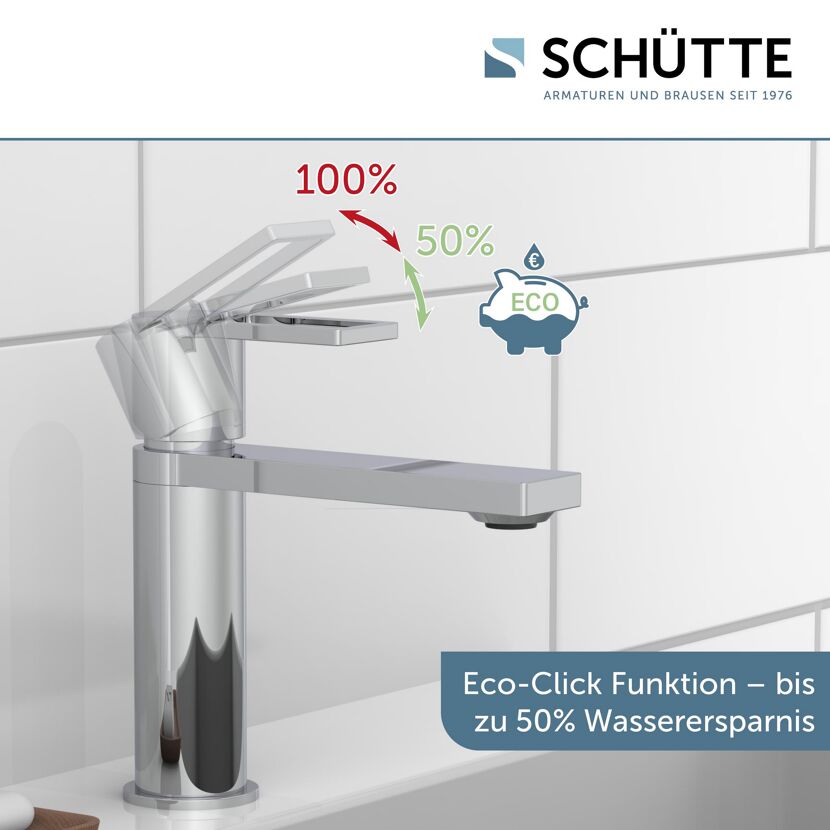 Waschtischarmatur chrom mit Eco-Click Funktion