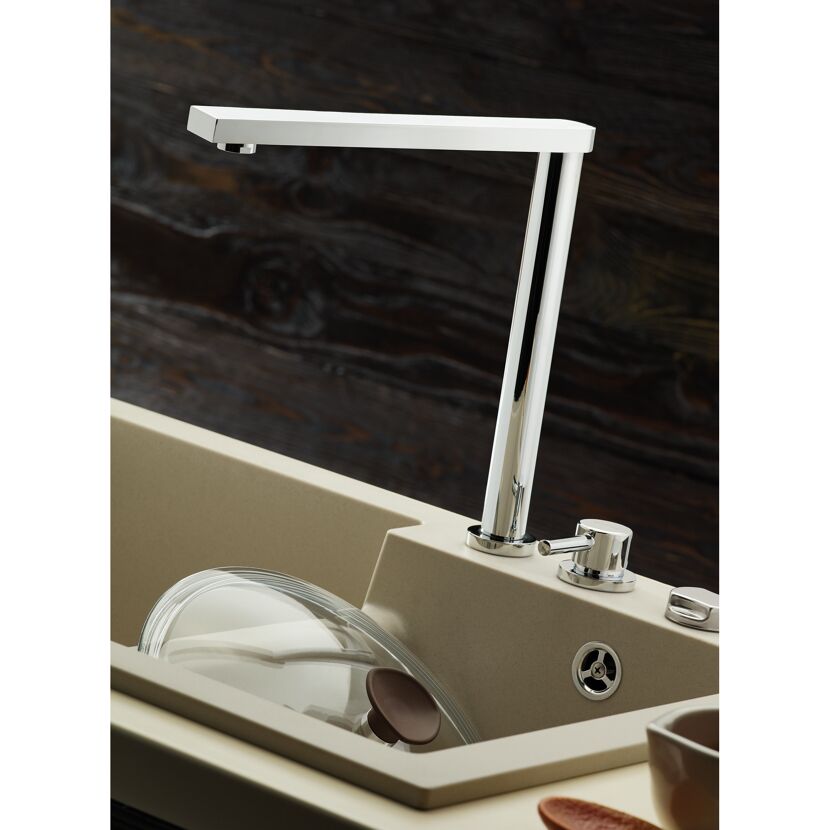 Einhebelmischer SATELLIT verchromt, Küchenspüle beige