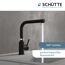 Schwarze Küchenarmatur mit Wasserstrahl