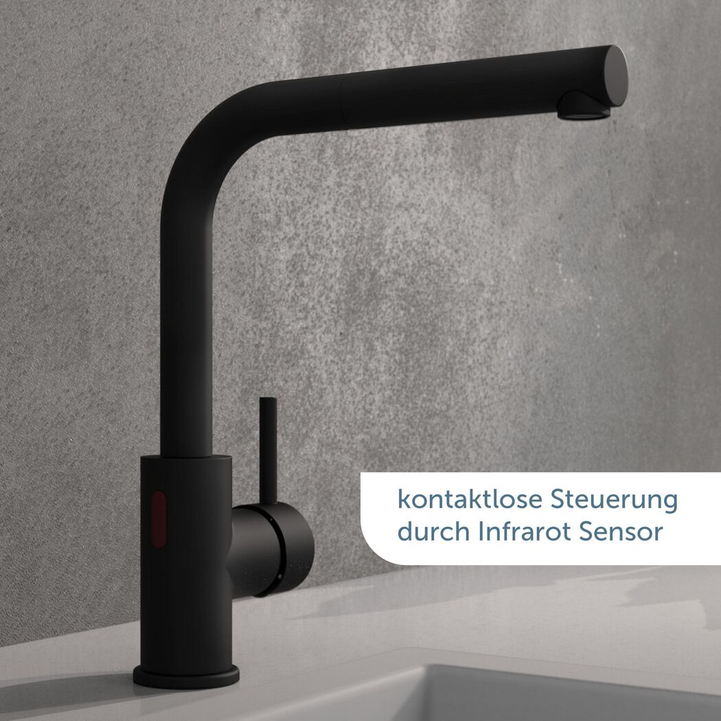 Schwarze Küchenarmatur Vital Sensor mit berührungsloser Steuerung