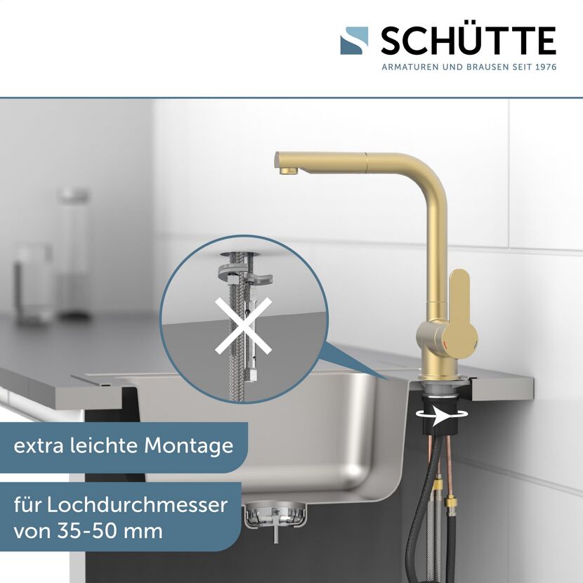 Goldene Küchenarmatur Montage