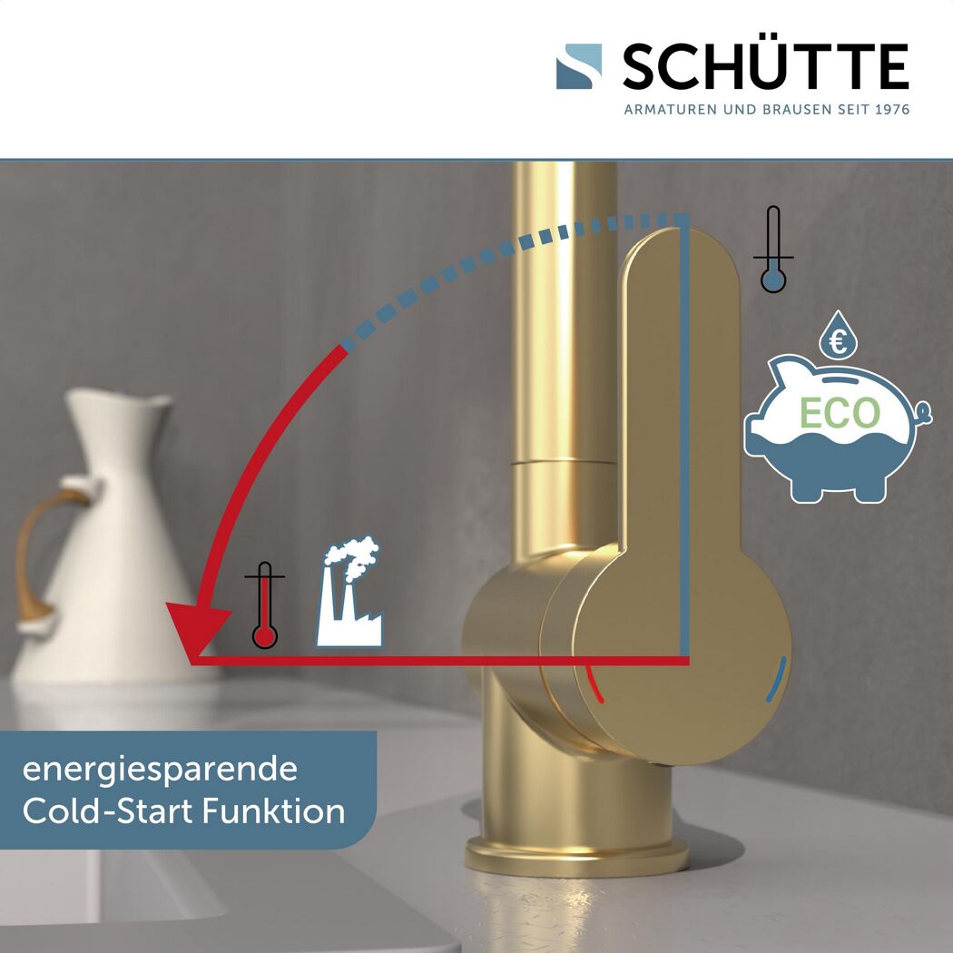 Goldene Mischbatterie, Illustration Cold-Start Funktion