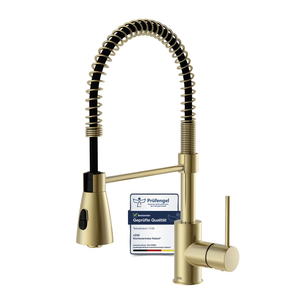Küchenarmatur 'Kalani²' gold-matt mit Pendelbrause