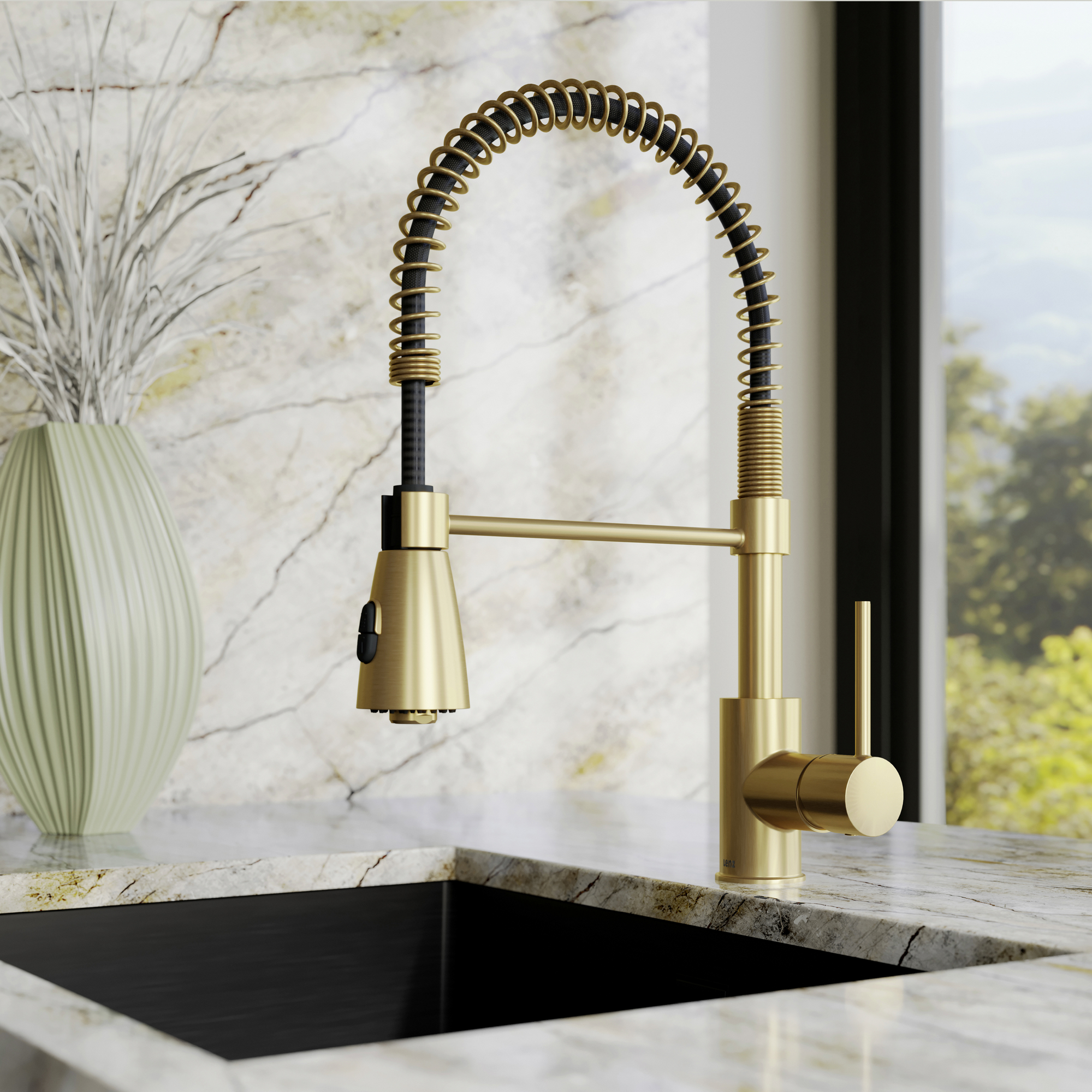 Küchenarmatur 'Kalani²' matt gold mit Pendelbrause