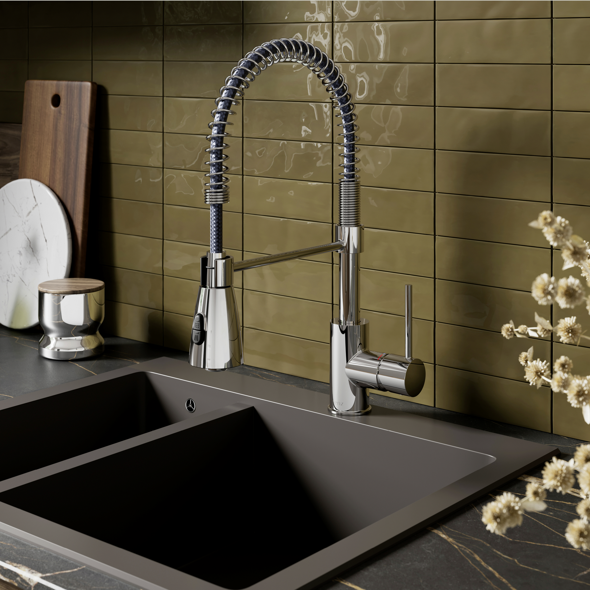 Spültischarmatur 'Kalani' chromfarben mit Pendelbrause