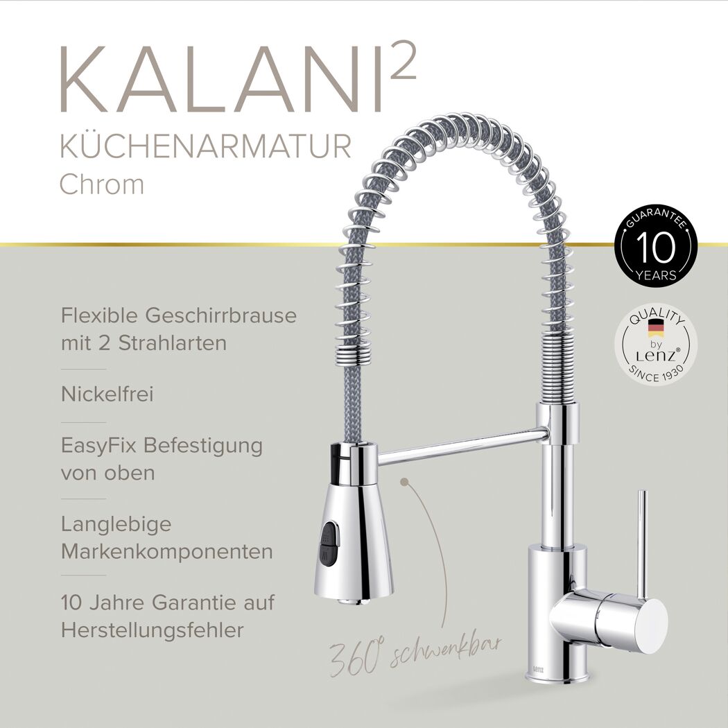 Küchenarmatur 'Kalani²' chromfarben mit Pendelbrause