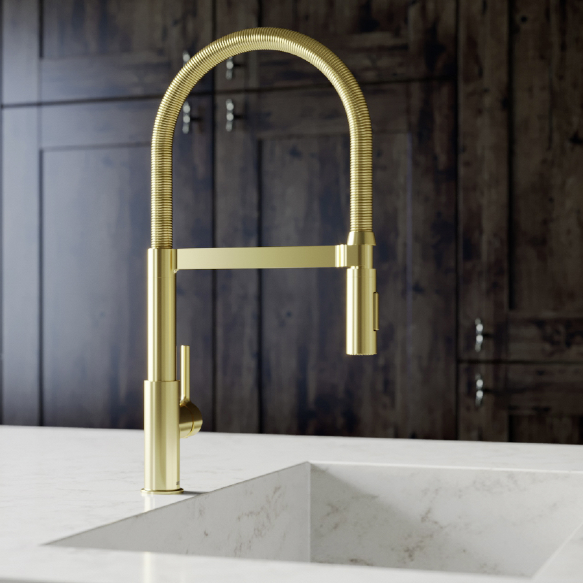 Küchenarmatur 'Aluna' matt gold mit Pendelbrause