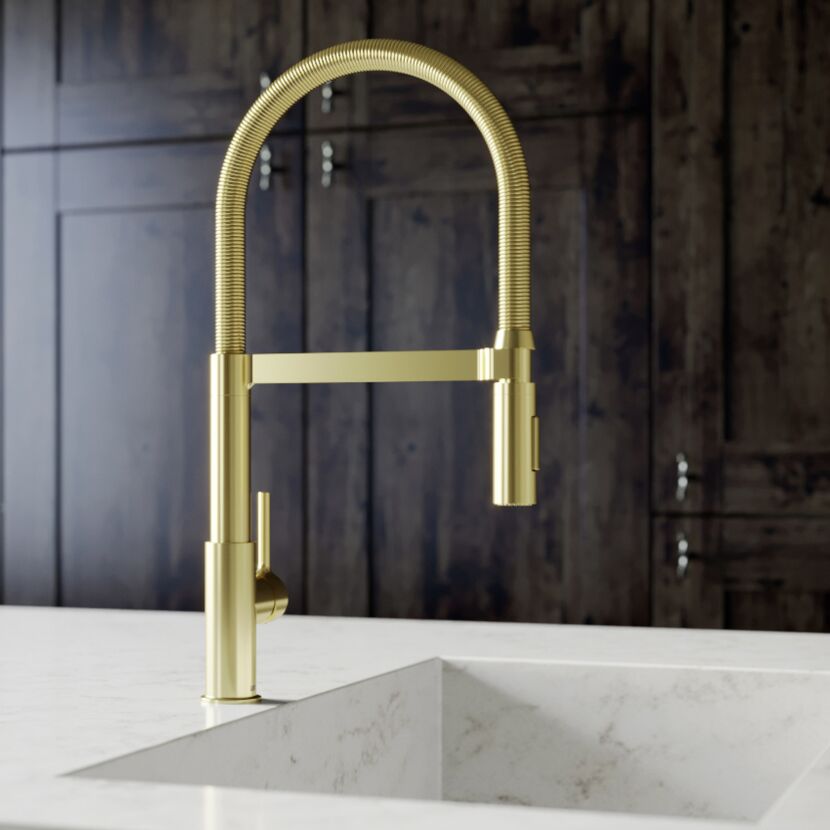 Küchenarmatur 'Aluna' gold-matt mit Pendelbrause