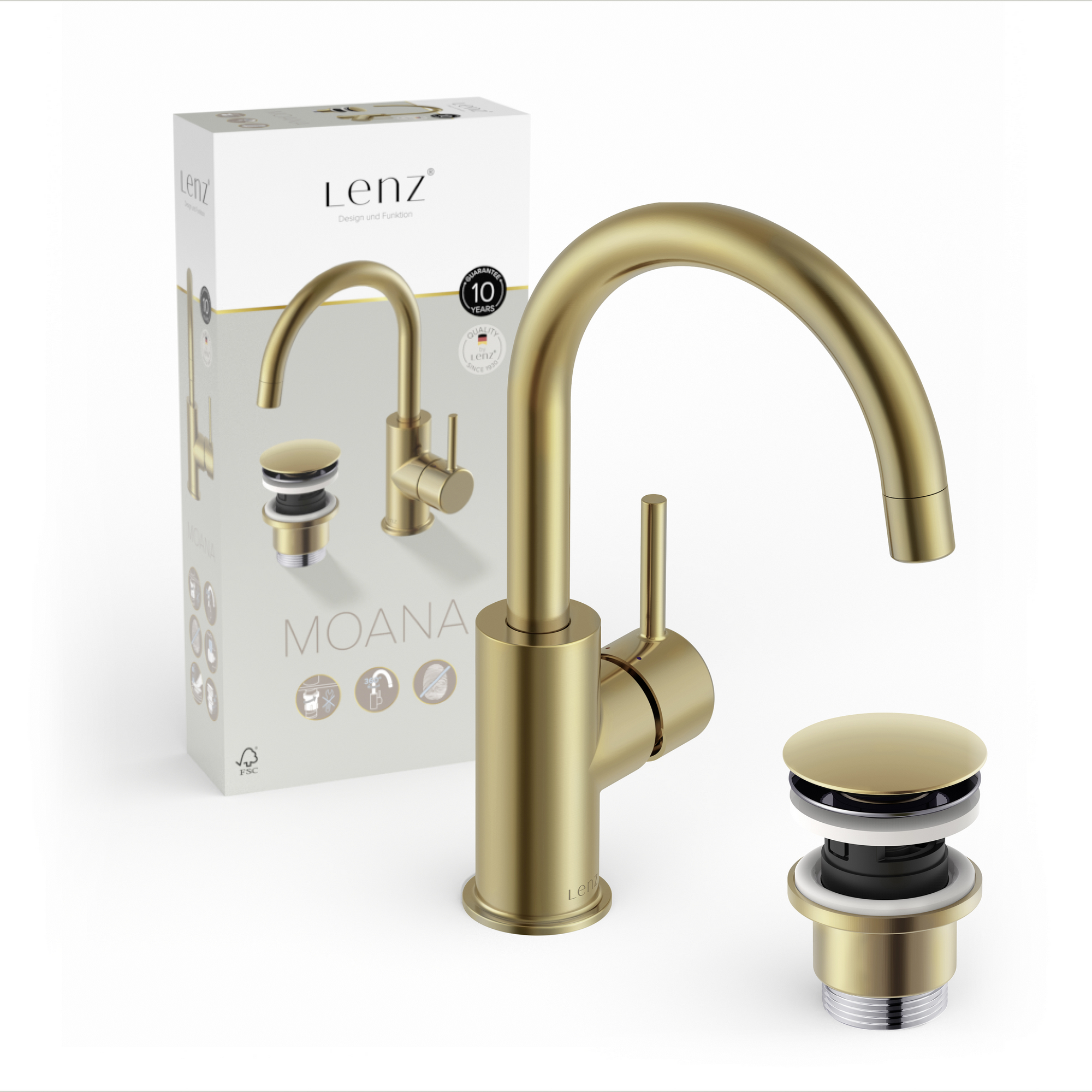 Waschtischarmatur 'Moana' matt gold schwenkbar