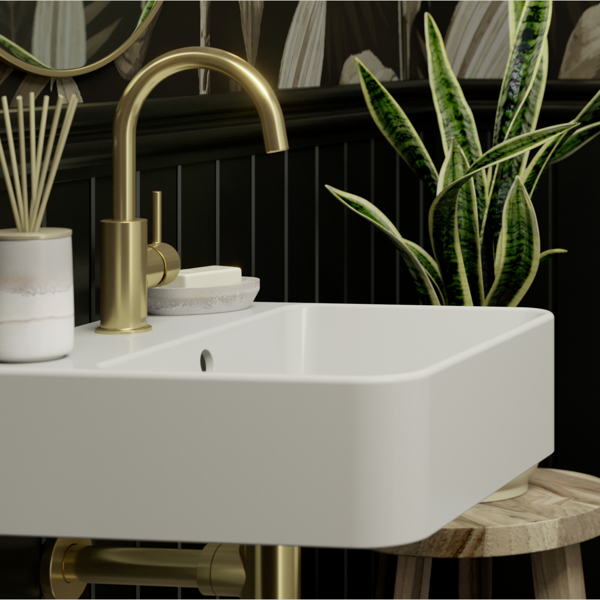 Waschtischarmatur 'Moana' matt gold schwenkbar