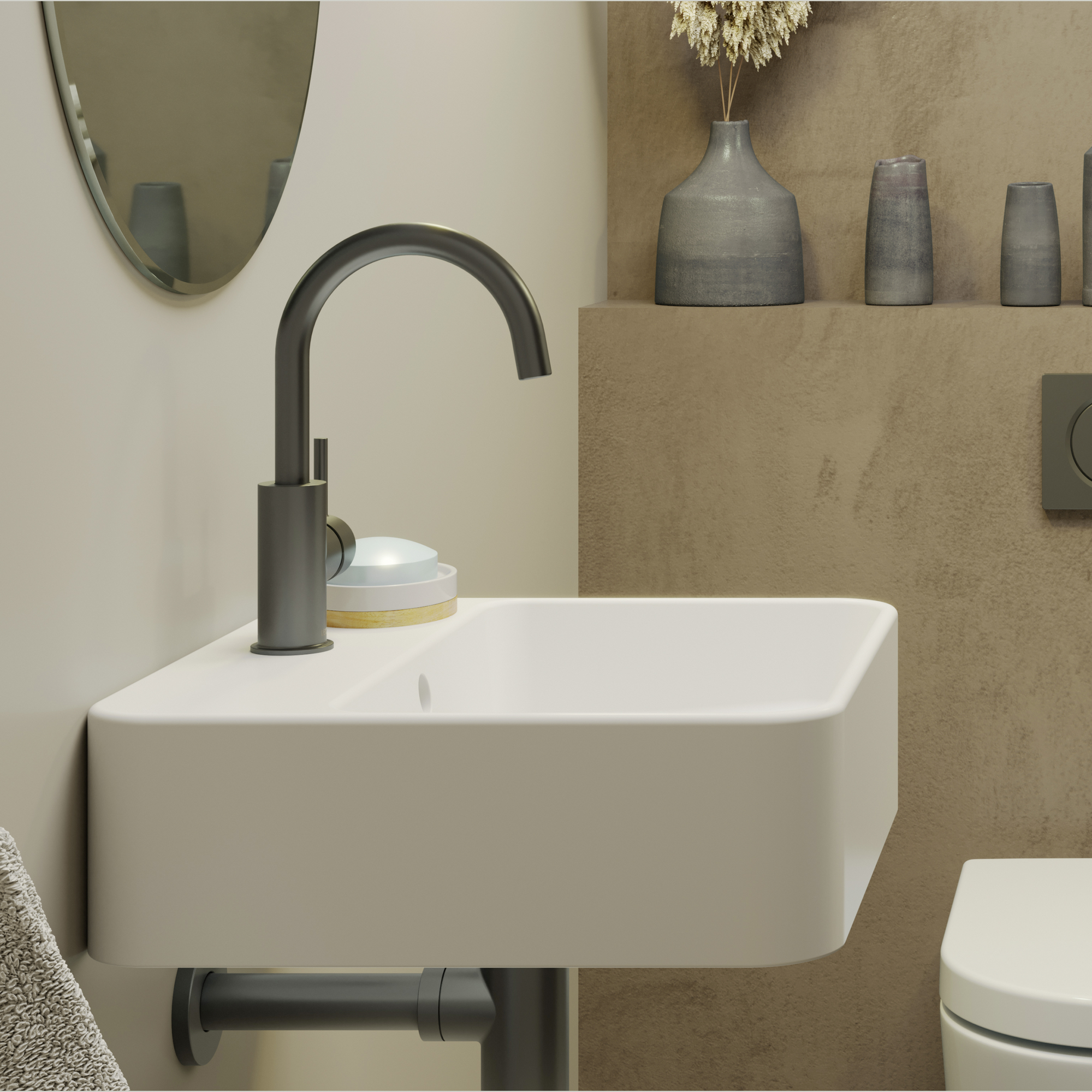 Waschtischarmatur 'Moana' matt graphit schwenkbar