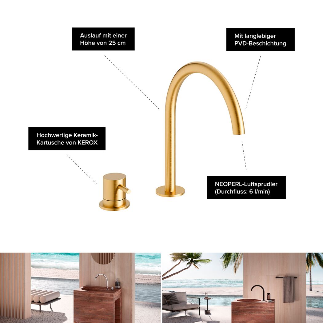 Goldener Wasserhahn mit Drehgriff