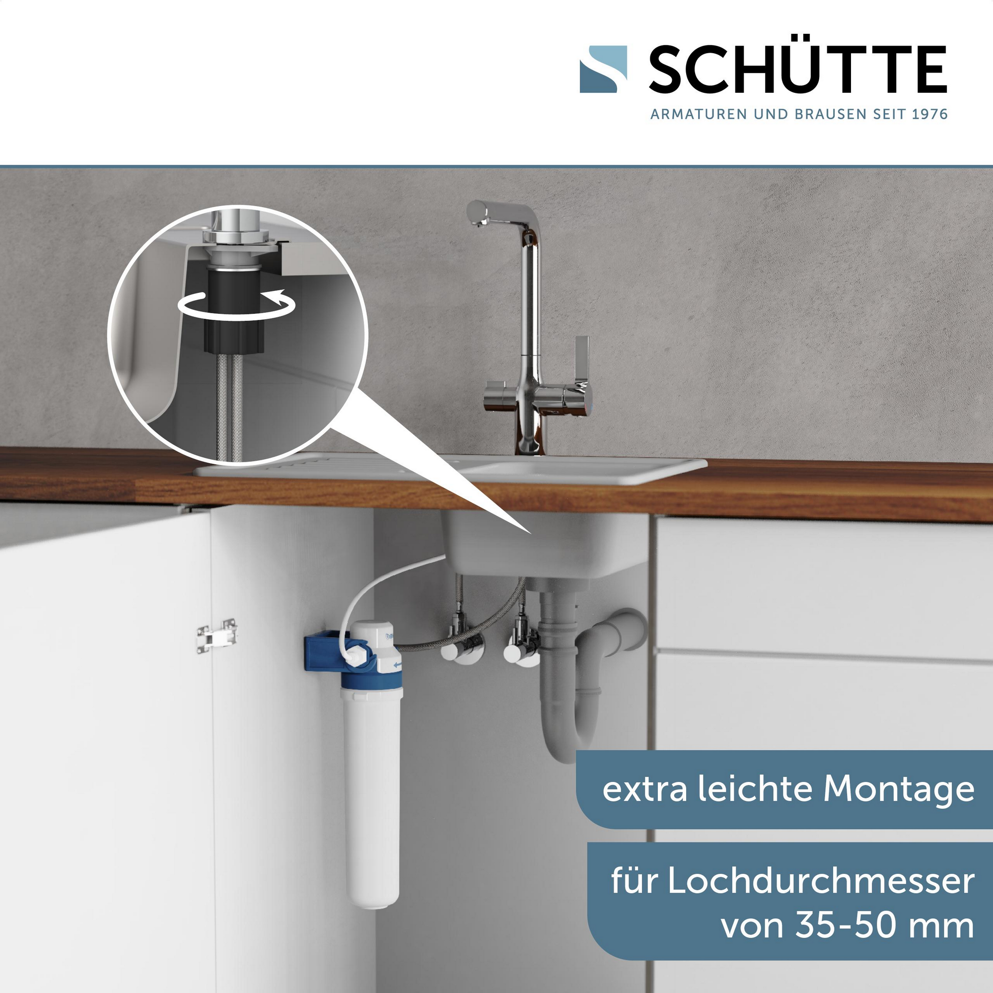 Spültischarmatur 'Aquastar Pro' chromfarben mit Filtersystem + product picture