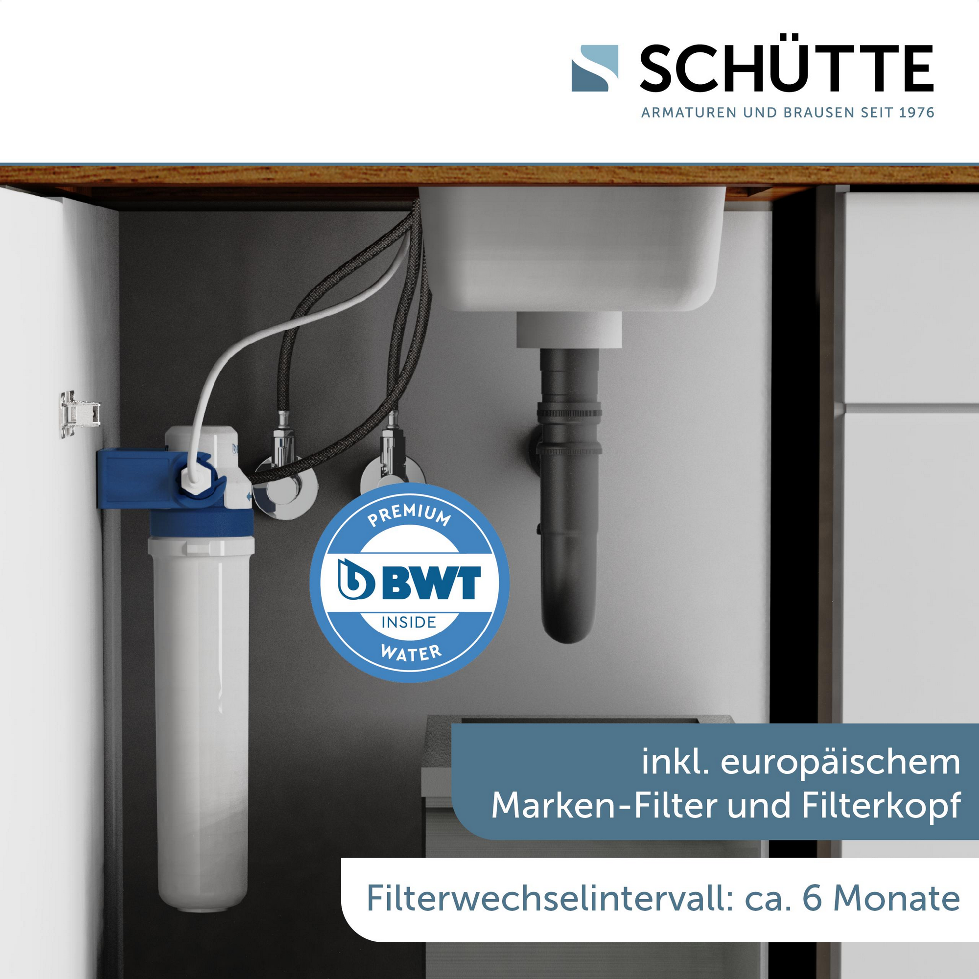 Spültischarmatur 'Aquastar Pro' chromfarben mit Filtersystem + product picture