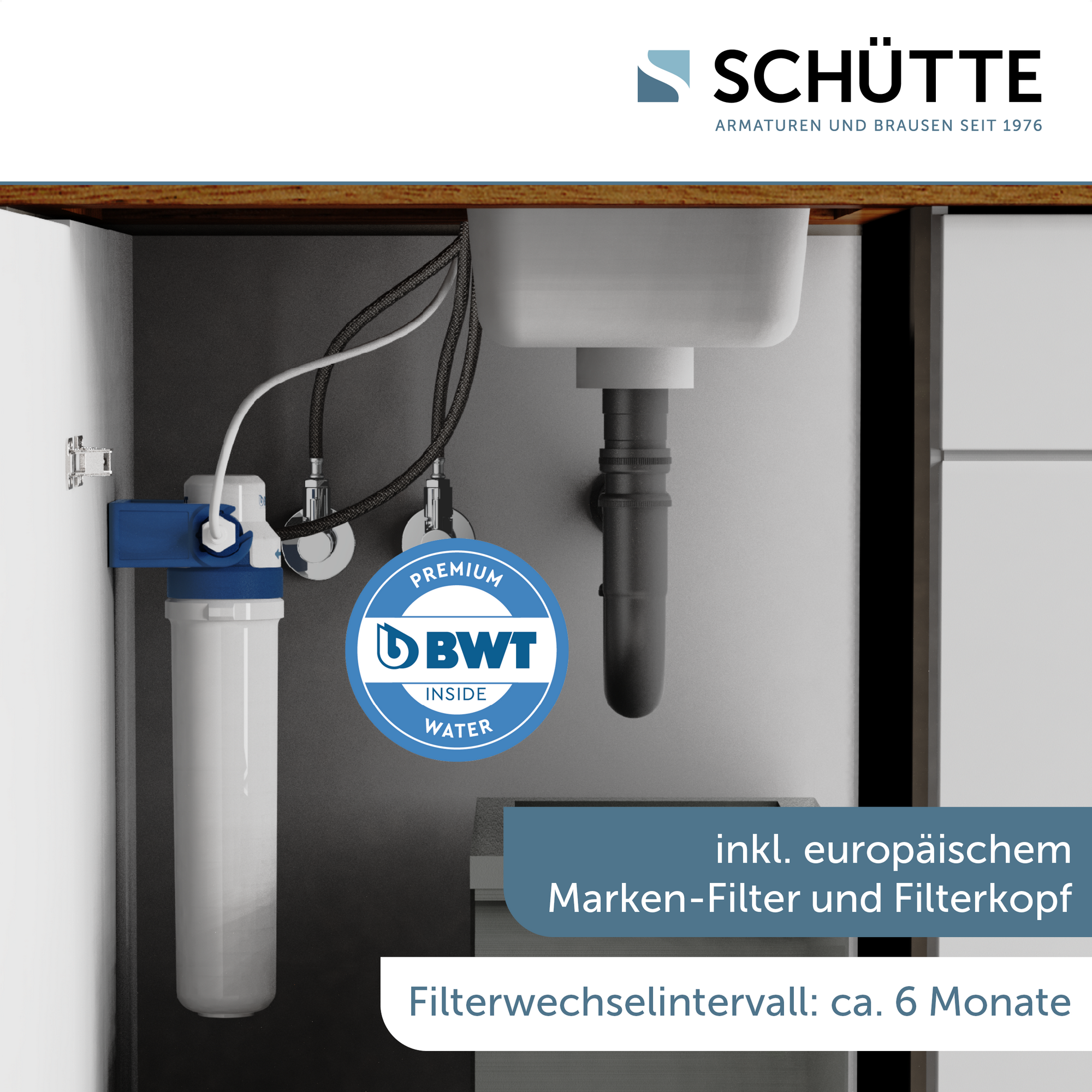 Spültischarmatur 'Aquastar Pro' Edelstahloptik mit Filtersystem + product picture