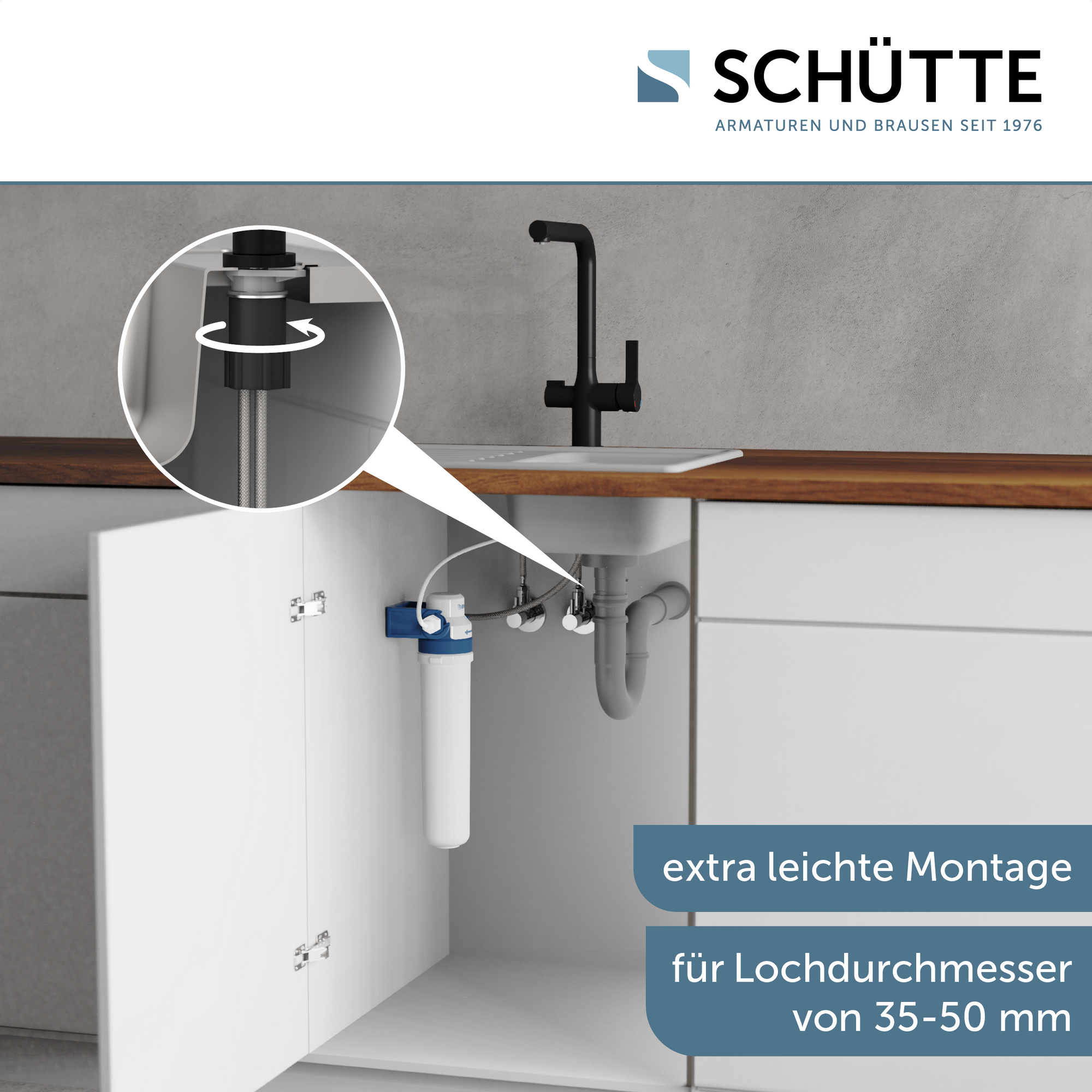 Spültischarmatur 'Aquastar Pro' mattschwarz mit Filtersystem + product picture