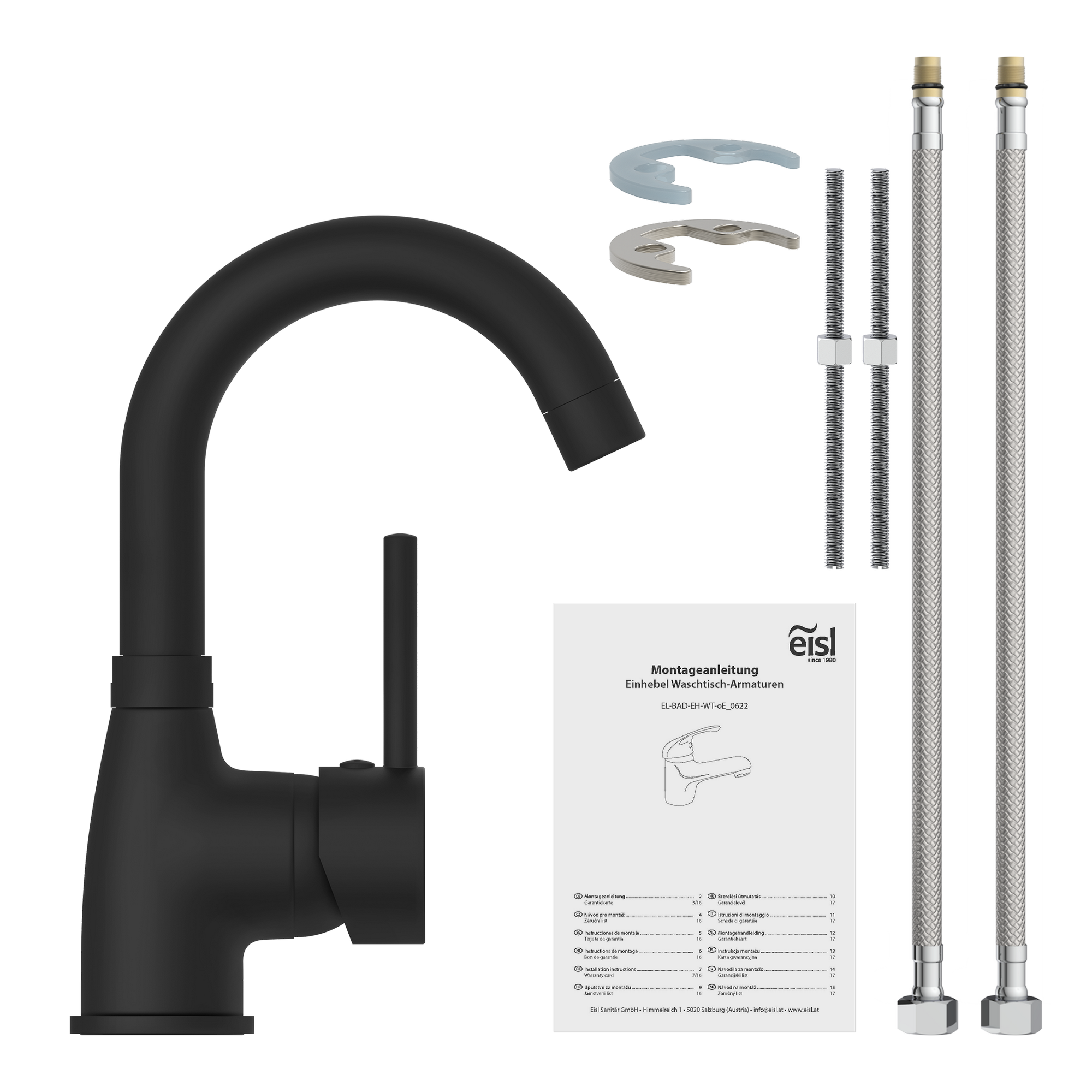 Waschtischarmatur 'Futura' schwarz matt, Cold-Start-Funktion