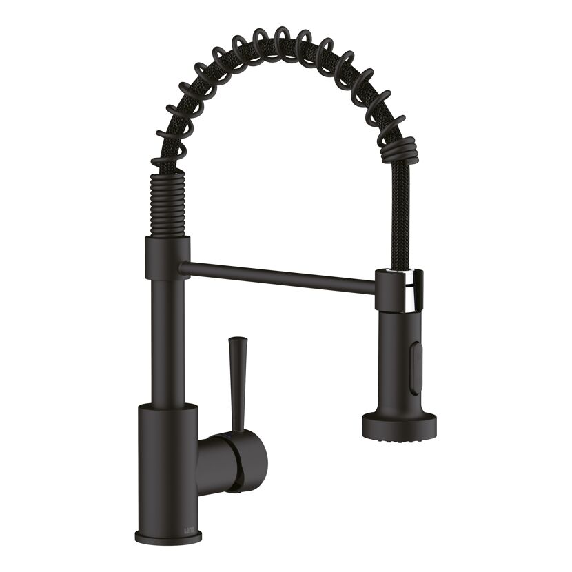 Schwarze Küchenarmatur mit Schlauchbrause