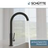 Schwarze Küchenarmatur, Wasserstrahl