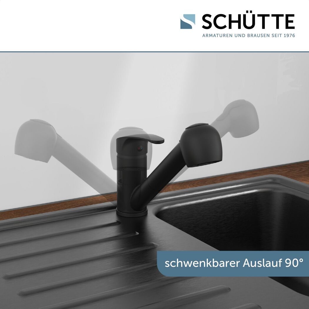 Schwenkbare schwarze Küchenarmatur