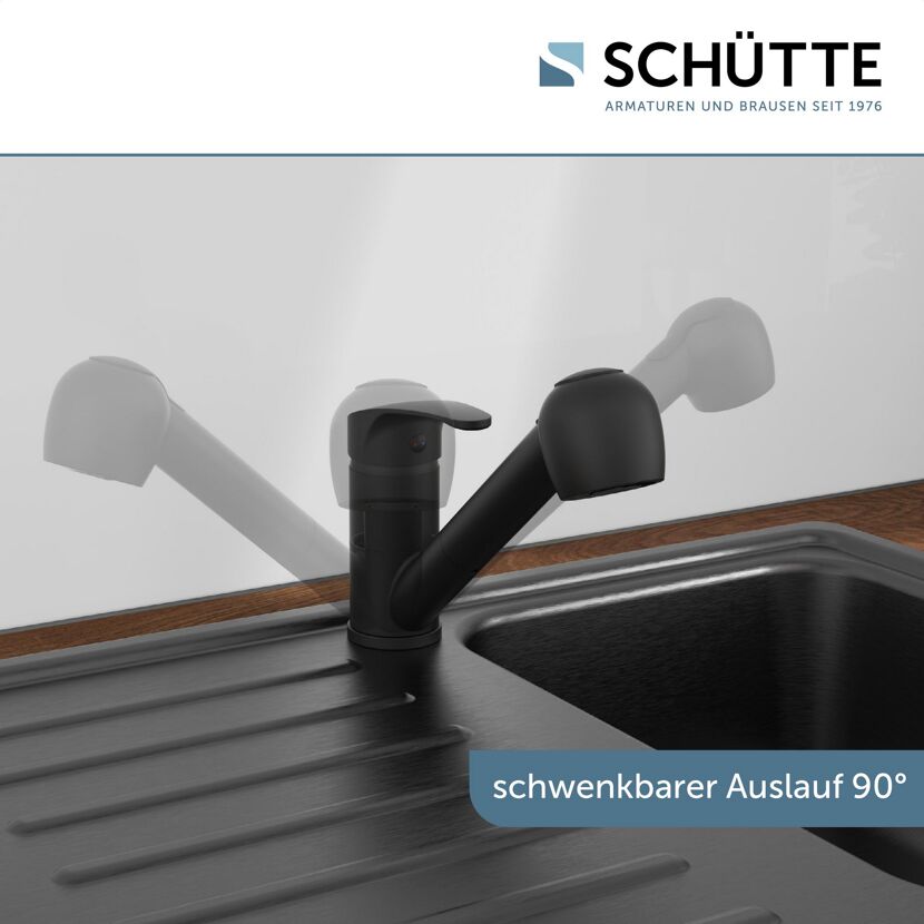 Schwenkbare schwarze Küchenarmatur
