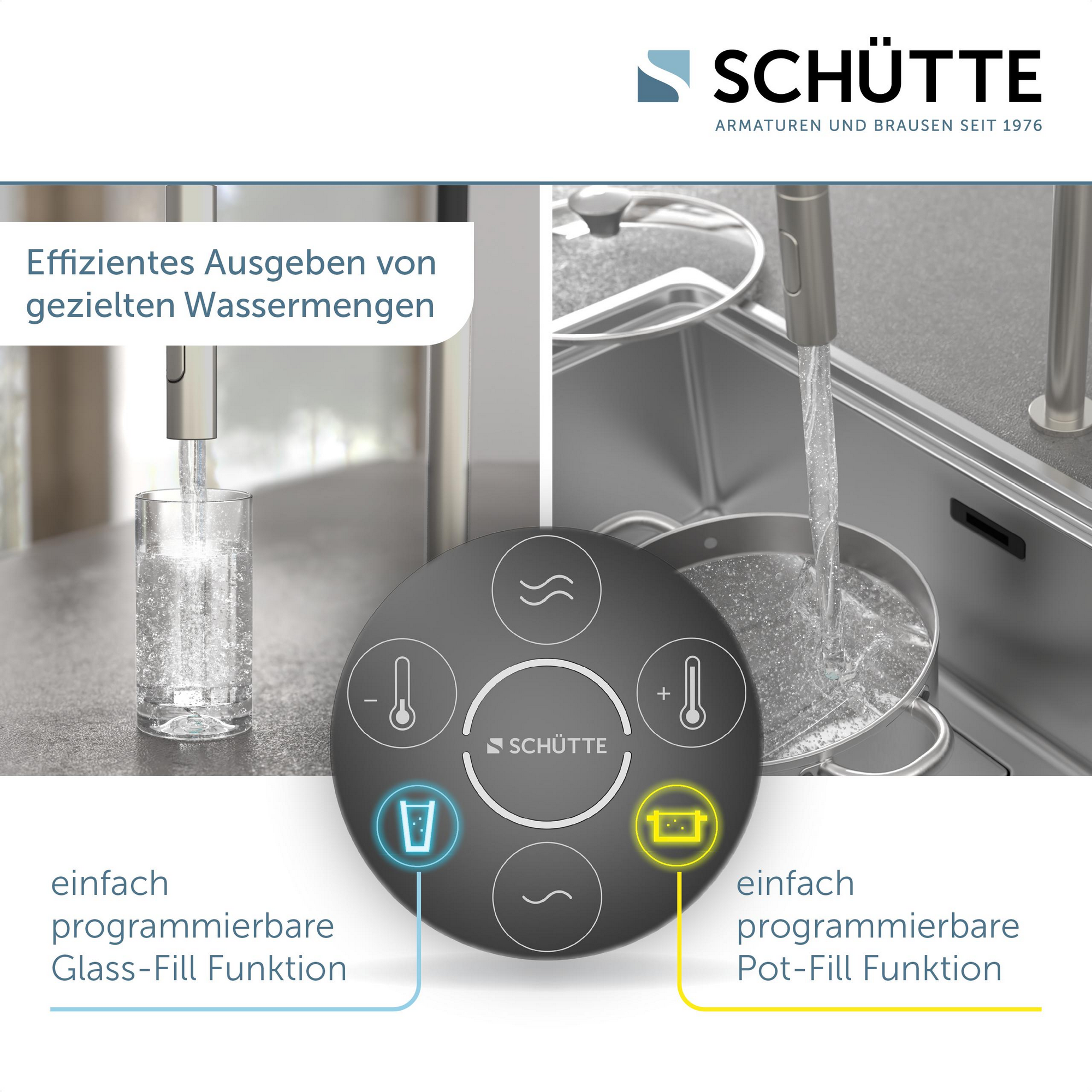 Digitale Spültischarmatur 'Aquadot' mit Smart Control Edelstahloptik/schwarz + product picture